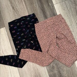 Kids Patterned Leggings Set - Black and Pink